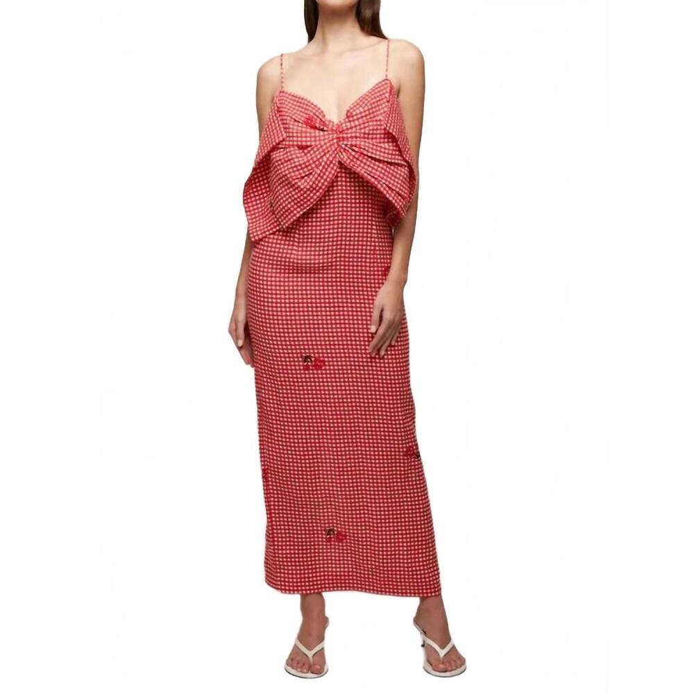 NEW S/W/F bow front midi dress in checkered